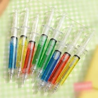 10pcslot creative liquid syringe ballpoint pen blue ink gift stationery school office supplies