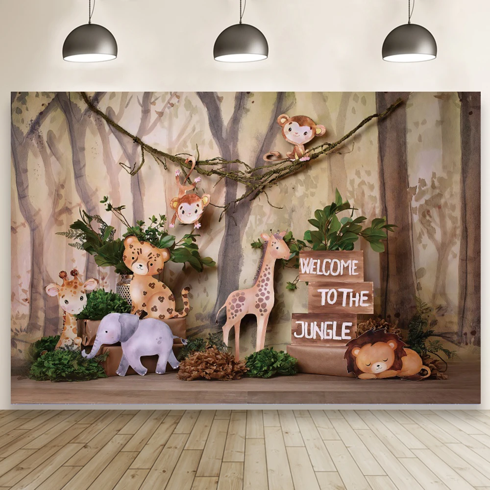 Добро пожаловать в Джунгли Тема вечерние НКА фон торт стол фотообои Животные