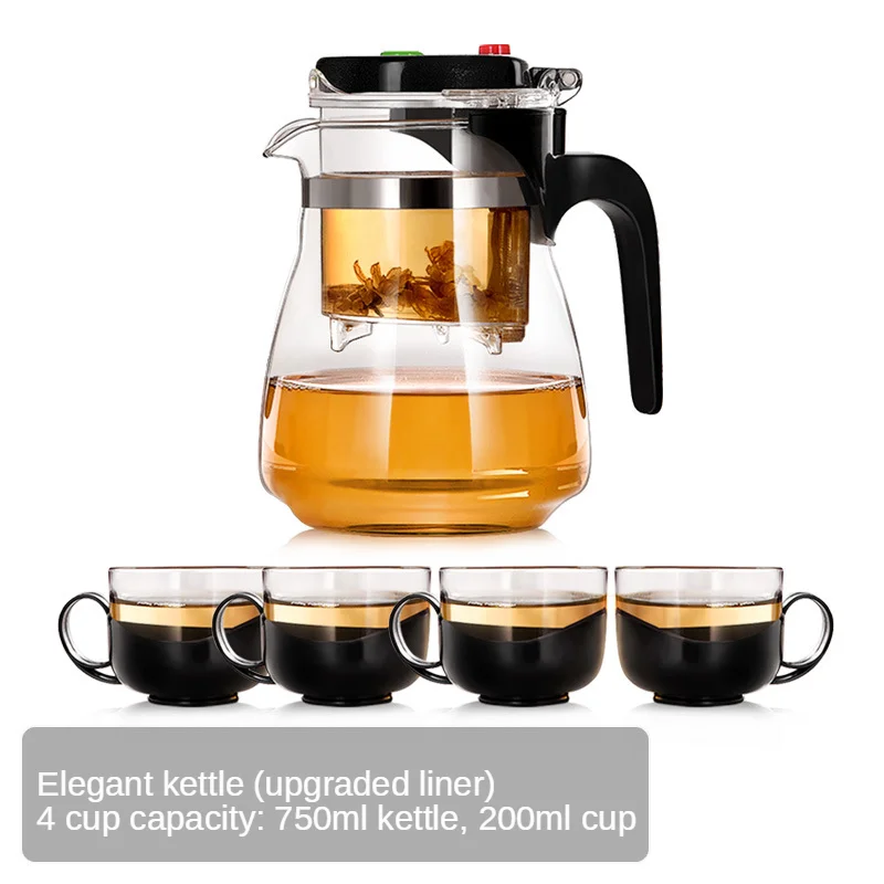Glass Tea Pot With Cup Chinese Kung Fu Teapot Puer Kettle Convenient Office Infuser Filter Heat Resistant Sets | Дом и сад