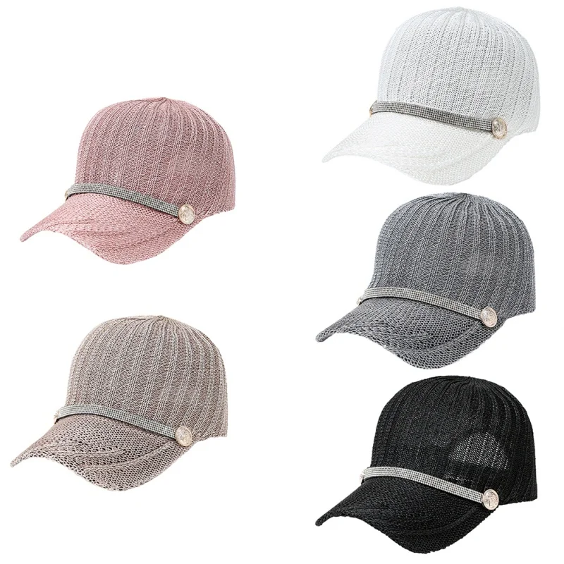 Outdoor Rhinestone Belt Sun Hat Peaked Cap Baseball Men Women Curved Visor Caps Fitted Fashion Casual Hip Hop Hats | Спорт и