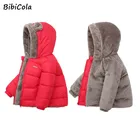 Куртка для мальчиков и девочек, зимняя теплая Вельветовая куртка с капюшоном, От 2 до 6 лет