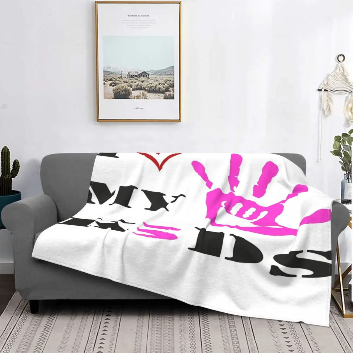 

I Love My Kids-Manta a cuadros para cama, colcha para sofra, 150, Kawaii