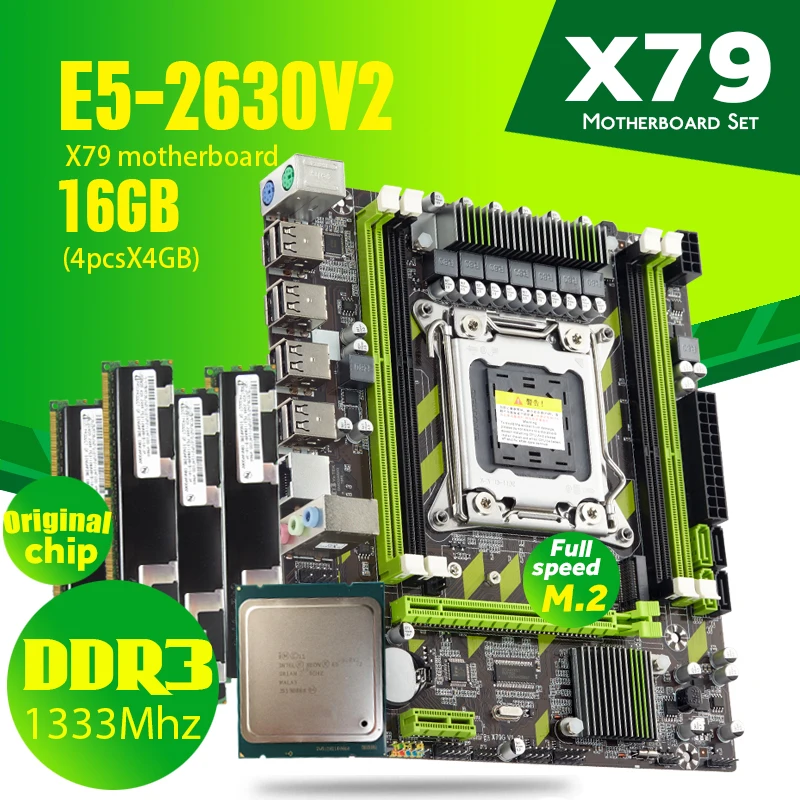 Atermiter X79 Motherboard LGA2011 Combos E5-2630 V2 E5 2630 CPU 4pcs x 4GB = 16GB DDR3 RAM 1333Mhz PC3 10600R REG ECC 10600 | Компьютеры и