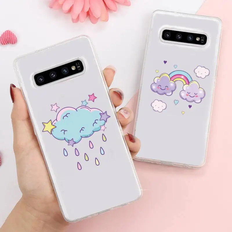 

Cartoon cloud cute Rainbow Phone Case Transparent For Samsung Galaxy A S Note 9 10 51 50 71 70 80 20 21 30s ultra plus