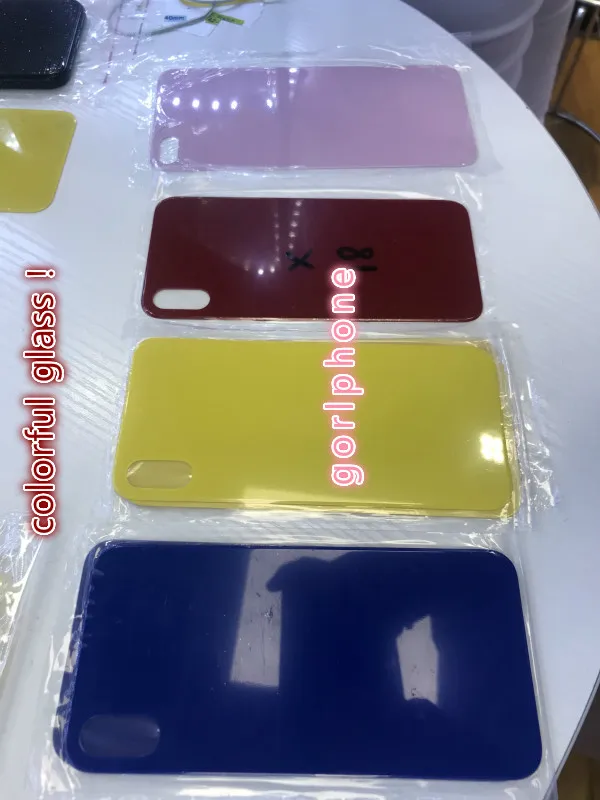 Для iPhone x крышка батареи задняя дверь стекло Корпус Замена задняя стекло красный синий желтый розовый цвет задняя стекло
