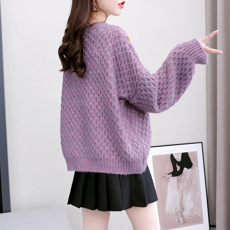 Короткий свитер с круглым вырезом Женский пуловер новинка сезона осень-зима 2021