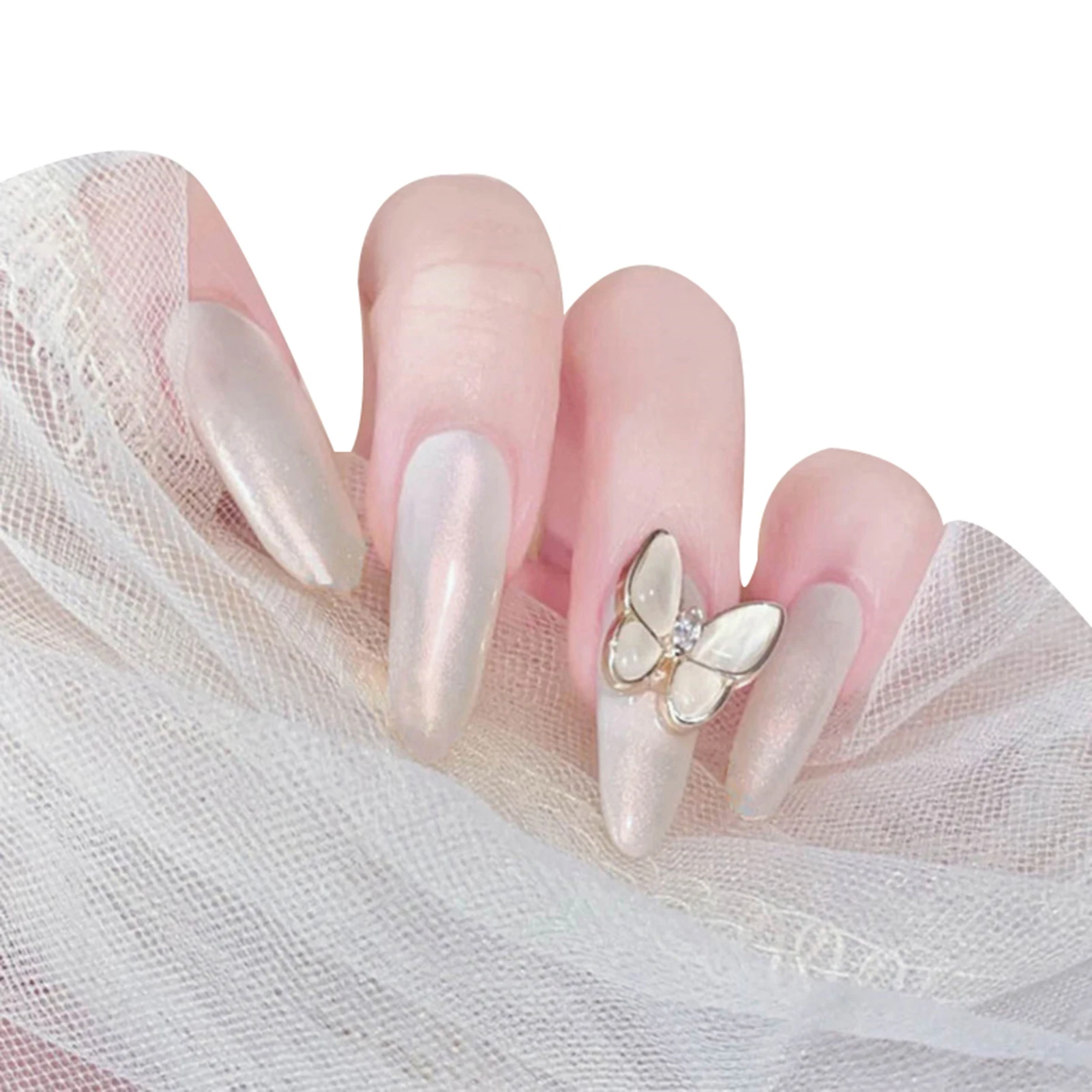 

24pcs Bow Fake Nail Patch Glue Type Removable Long Paragraph Fashion Manicure Save Time False Nails Patch STTX889