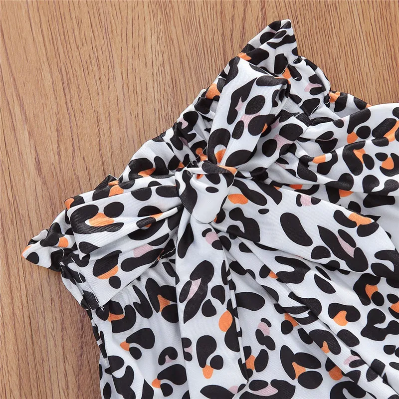 

Newborn Toddler Baby Girls Clothes Sets Summer Ruffle Romper Top Bodysuit Leopard Shorts Pants Outfits 2PCS Infant Clothing
