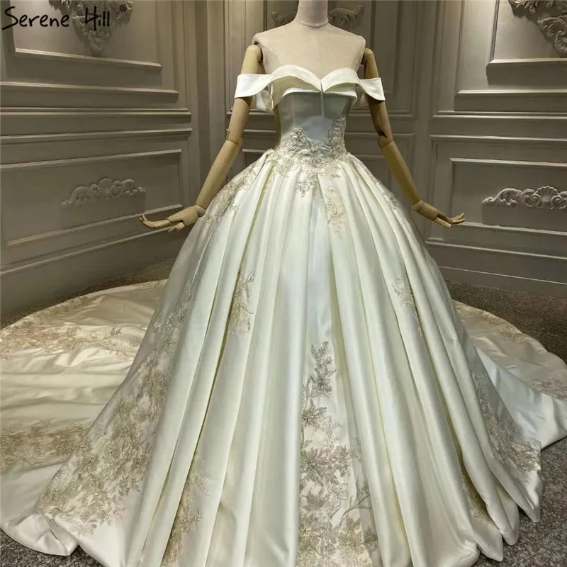 Цвета слоновой кости атласные с открытыми плечами сексуальные свадебные платья