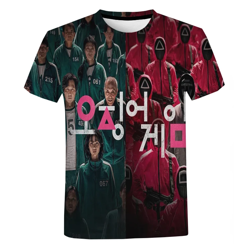 

Squid Game T-shirt Korean Round Six 3D Print Streetwear Men Women Oversized Tee Tops O-Neck T Shirt Kids Boys Girls Clothing