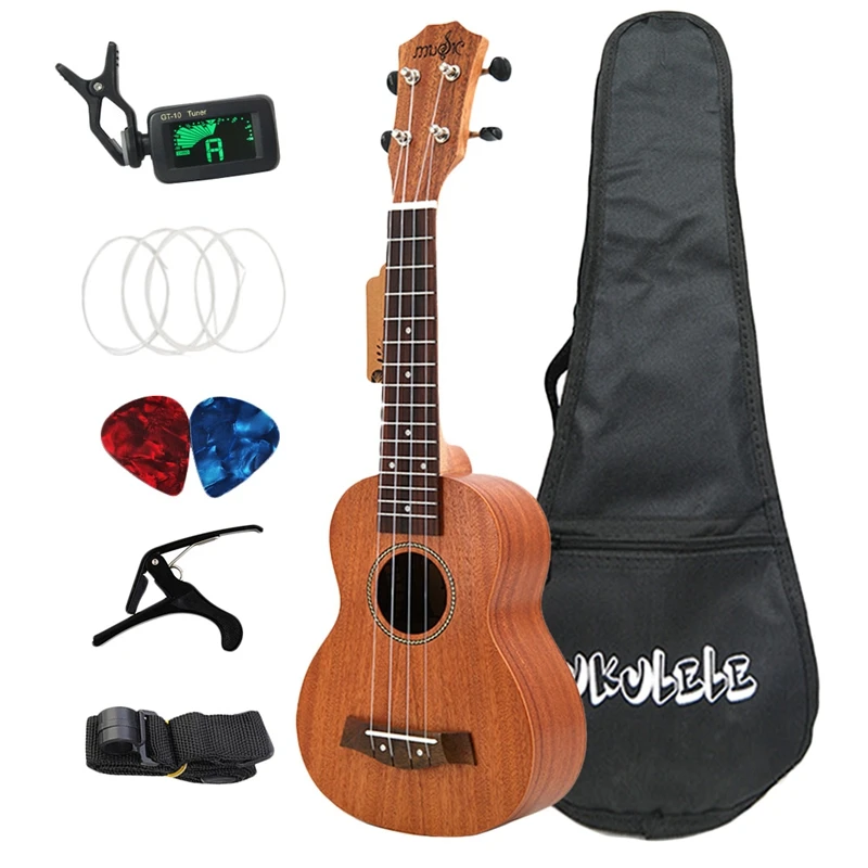 

21-дюймовое Укулеле сопрано Сапеле 15 Лады мини Гавайи полный Наборы миниатюрная гитара укулеле гитара для начинающих дети