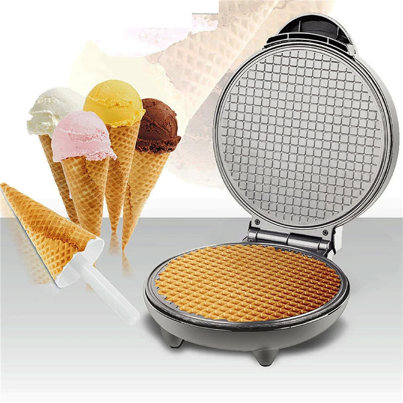 Electric Crispy Egg Roll Maker 220v Omelet Sandwich Iron Crepe Baking Pan Waffle Pancake Oven DIY Ice Cream Cone Machine EUplug