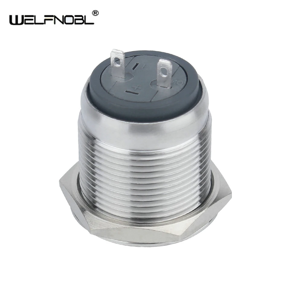 

Waterproof 19mm Self-Locking 1NO Pin Blue Ring LED Light Power Logo ON OFF Latching Push Button Switch LED