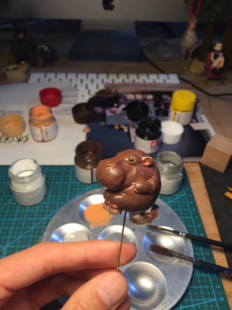 Wong Work Unpainted Resin Cute Little Hippo Unassembled Garage Kits GK Model Kit Figure wf2018S | Action Figures