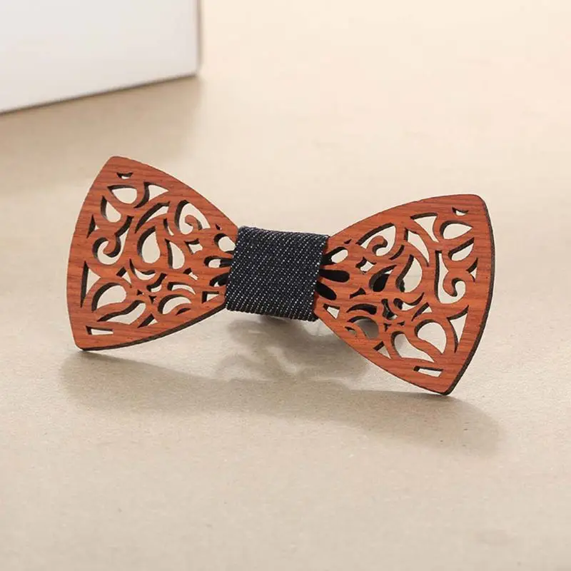 Мужской галстук бабочка из розового дерева ручной работы с вырезами цветочный