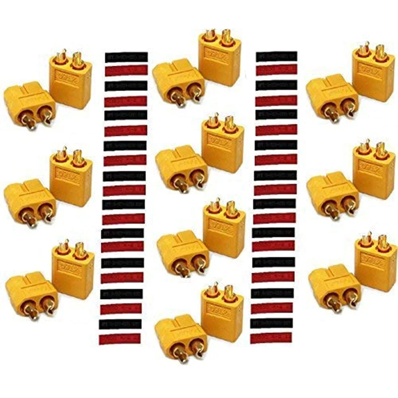 10 пар XT60 Мужской Женский Вилки разъемы мощность вилки с термоусадочной для RC Lipo
