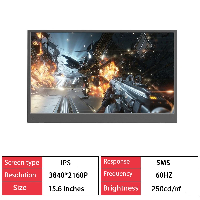 

4K IPS 15.6" Portable Monitor LCD Screen Monitor for Ipad and Laptop 3840*2160P Gaming Display HDMI type-c monitor Gamer