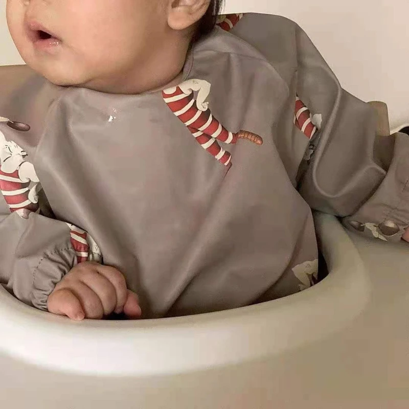 

Baby Long Sleeve Bib Toddler PU Waterproof Smock with Pocket Infant Feeding Apron Burp Cloth