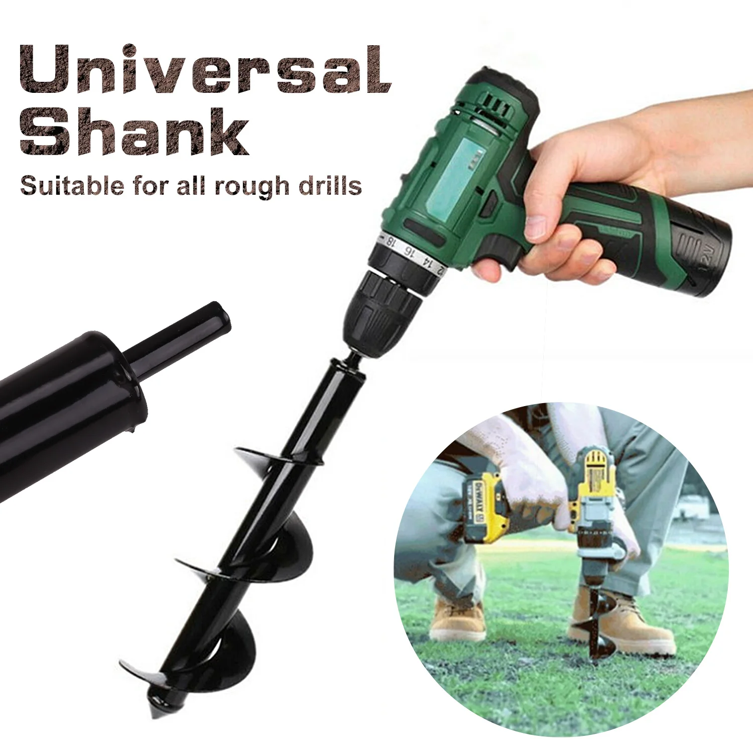 

2PCS Garden Plant Auger Spiral Drill Bit Post Hole Digger Tool Tree Flower Grass Mixing Seed Soil Fertilizer Digging Hole