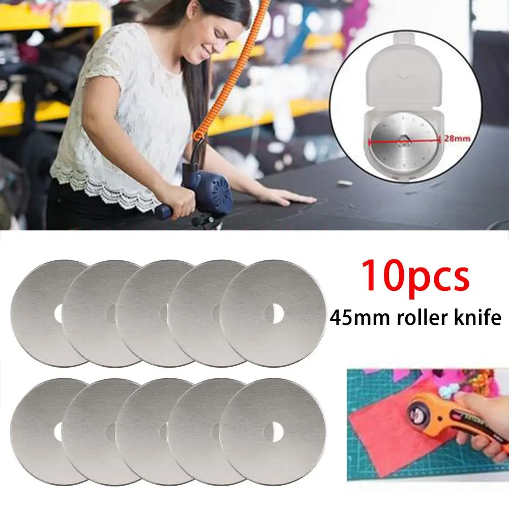 

10 шт. 45 мм 28 мм Вращающийся резак лоскутное ремесло роликовые лезвия для триммера для ткани кожи бумаги своими руками