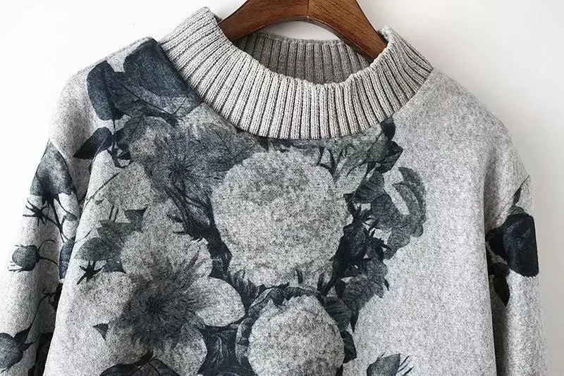 Осенне-зимнее Новое Женское шерстяное платье с рисунком чернил 2019 свободное