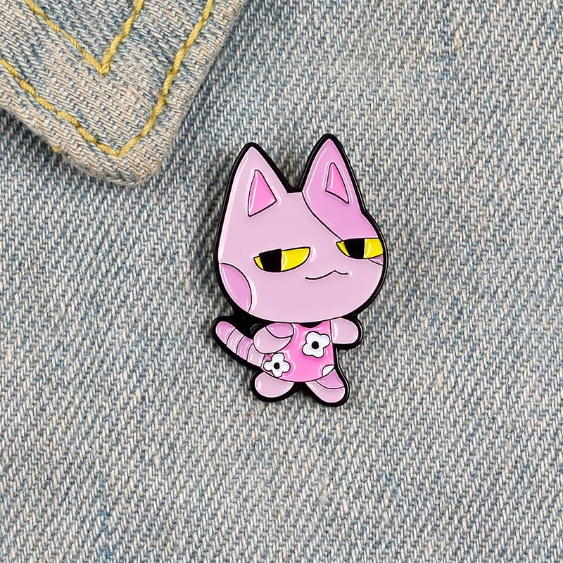 Game Bob Enamel Pin Pink Dress Cat Animal Brooch Backpack Clothes Lapel Custom Cute Kitten Badge Jewelry Gift For Women Men | Украшения и