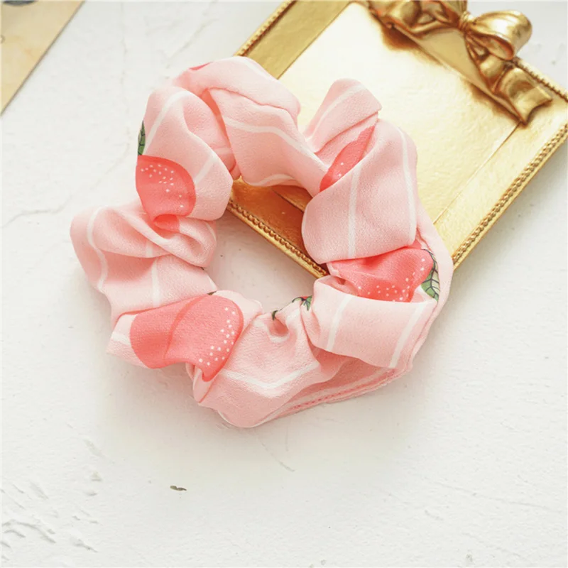 Женские шифоновые резинки для волос с фруктовым принтом эластичные мягкие