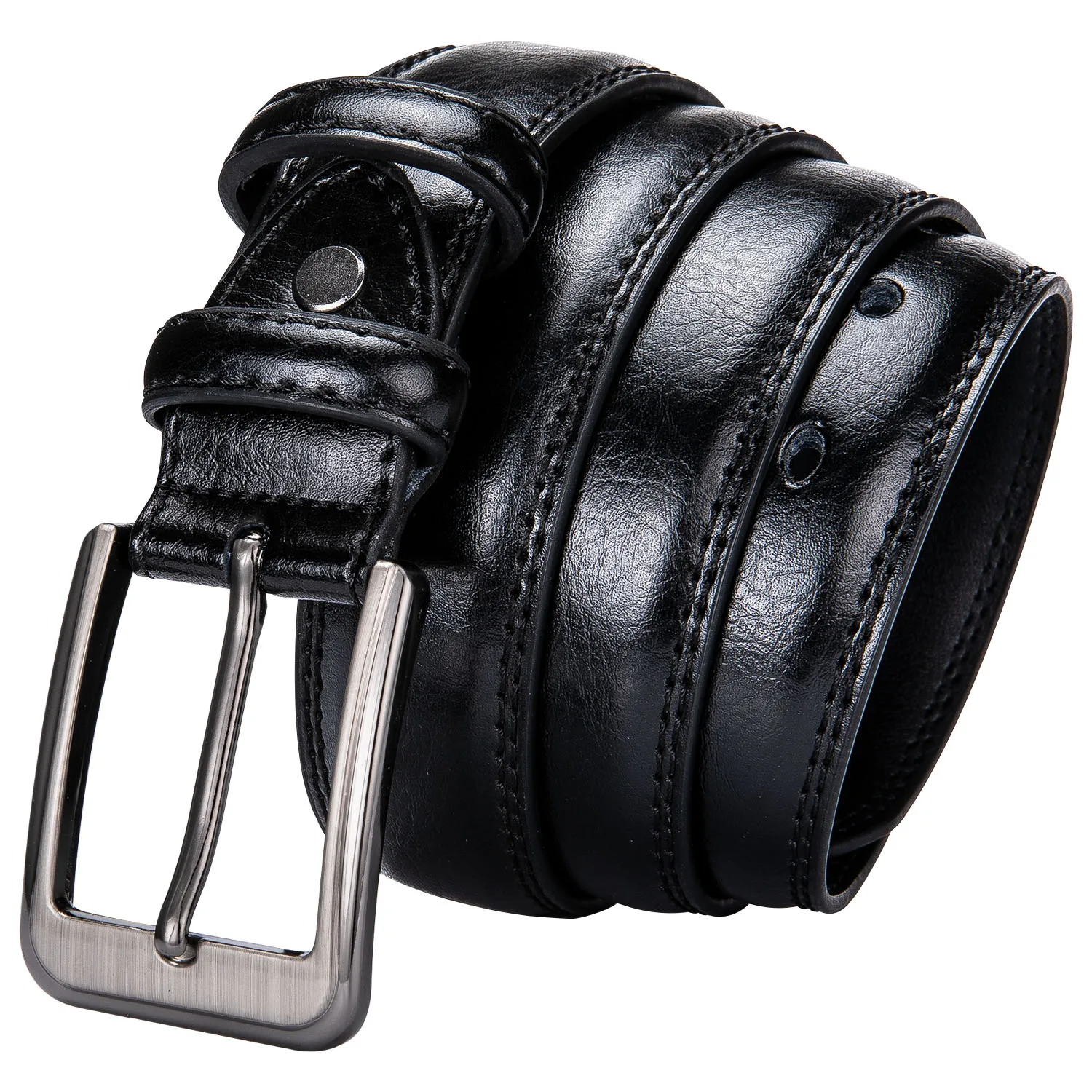 Ремень с пряжкой из сплава для мужчин однотонный черный ремень одним зубцом