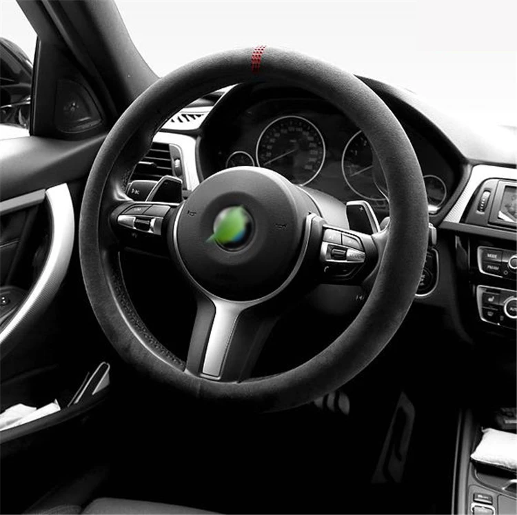 

D Shape O Shape Alcantara Car Steering Wheel Cover 38CM For Tesla Model 3 X Model Y Four Seasons Universal Car Accessories