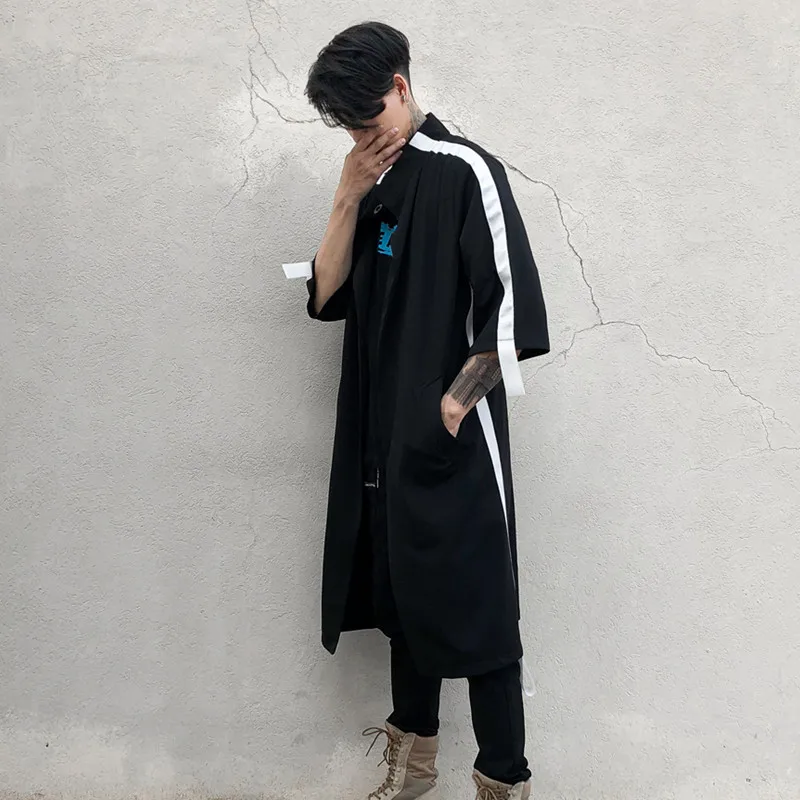 Тренчкот мужской длинный тонкий пальто для ночного клуба певицы сценический