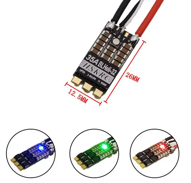 4 шт. HSKRC 35A BLheli_32 32Bit 2-6S Dshot1200 бесщеточный ESC с RGB светодиодный для радиоуправляемого