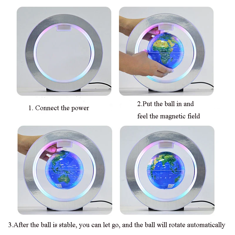 3D креативный Магнитный шарообразный светильник светодиодный левитационный