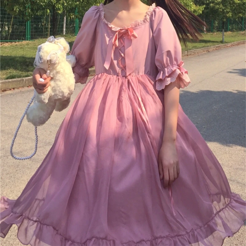 Кавайное готическое платье лолиты женское средневековое винтажное принцессы с