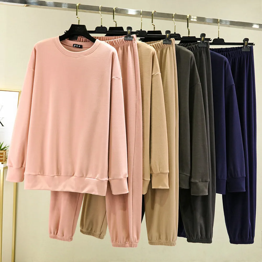 

Fdfklak Derong Leisure Warm Lounge Suit Winter Two Piece Set Women Pijama Mujer 2021 Winter New Solid Color Pajamas For Women