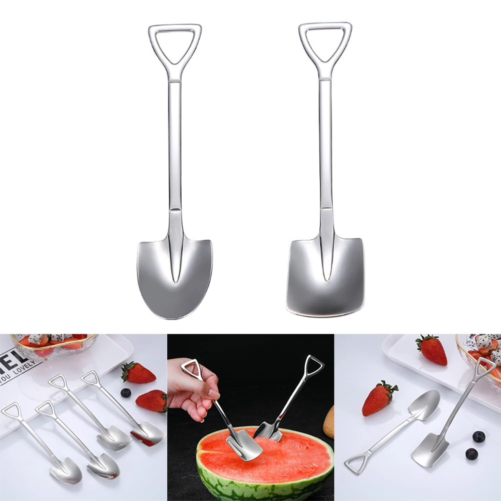 4 шт. Лопата Форма ложка 304 из нержавеющей стали в стиле ретро кофейная для
