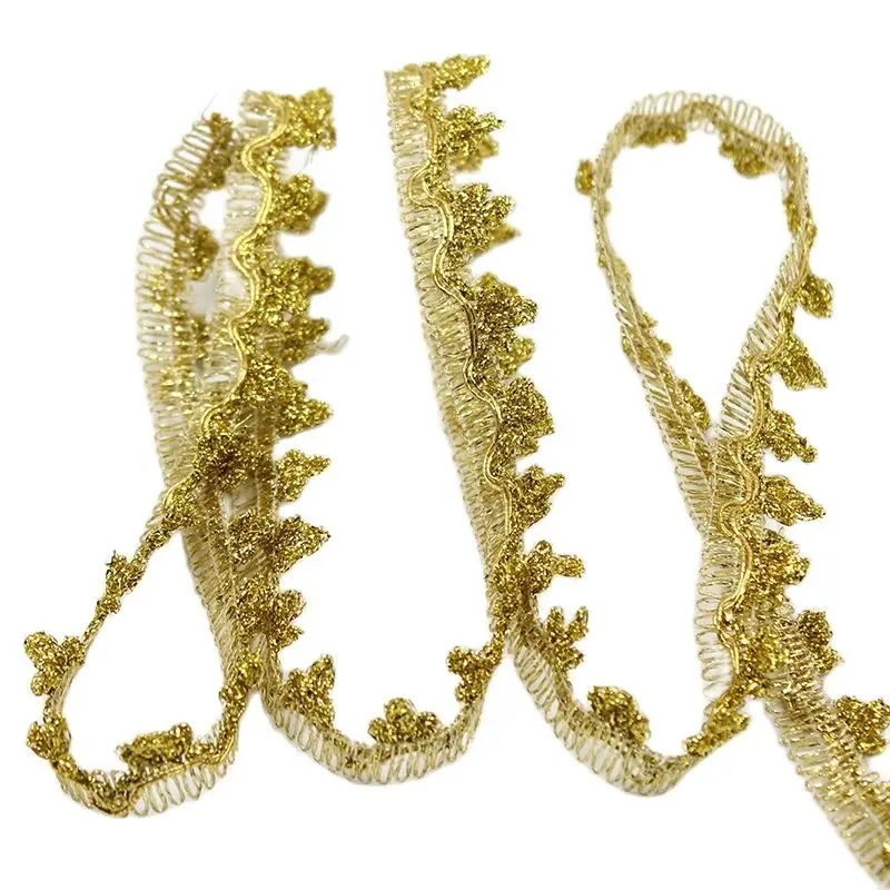 1 ярд последняя Золотая кружевная ткань аппликация кружевной воротник 2 см -