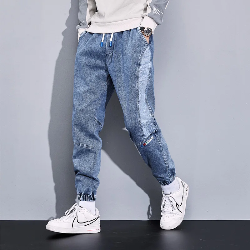 

Джинсы мужские мешковатые в стиле хип-хоп, брюки-султанки свободного покроя из джинсовой ткани, повседневные джоггеры, размеры 8XL, весна-осе...