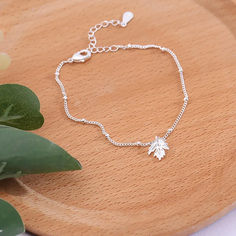 Браслеты серебряного цвета с листьями ветвями лесами кленовыми браслеты