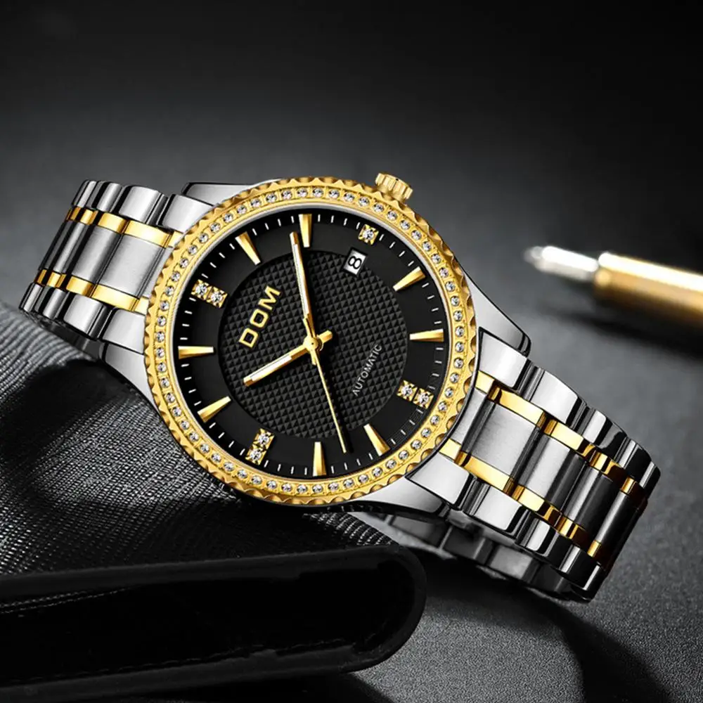 

DOM automatic mechanical watch fashion waterproof men's watch couple watch stainless steel luminous sports business female watch
