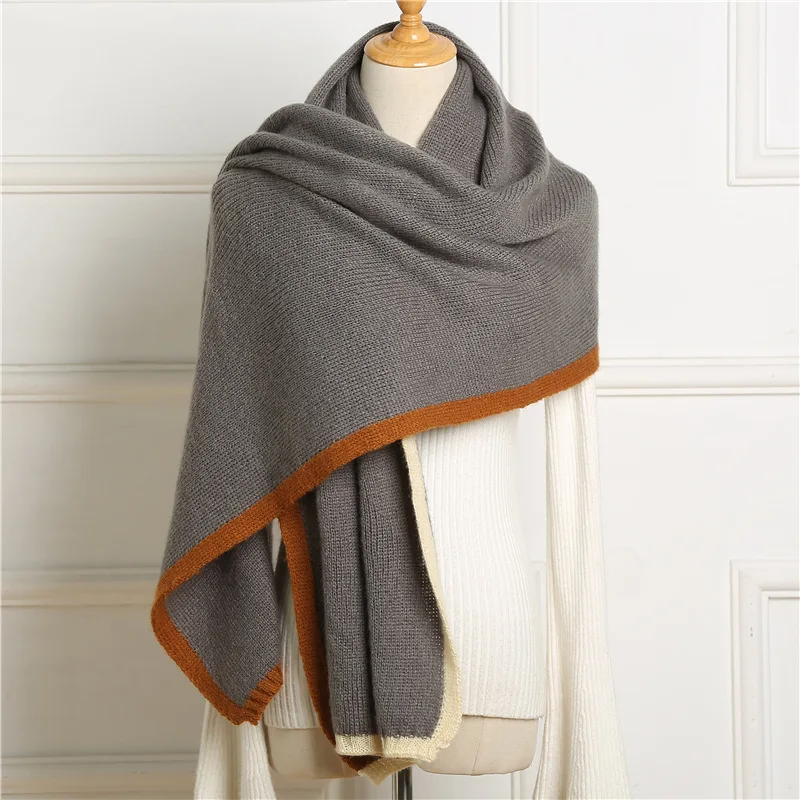 

Women Solid Cape Cashmere-Like Scarves Lady Winter Thicken Warm Schal Soft Pashmina Shawls Wraps Female Knitted Wool Long Scarf