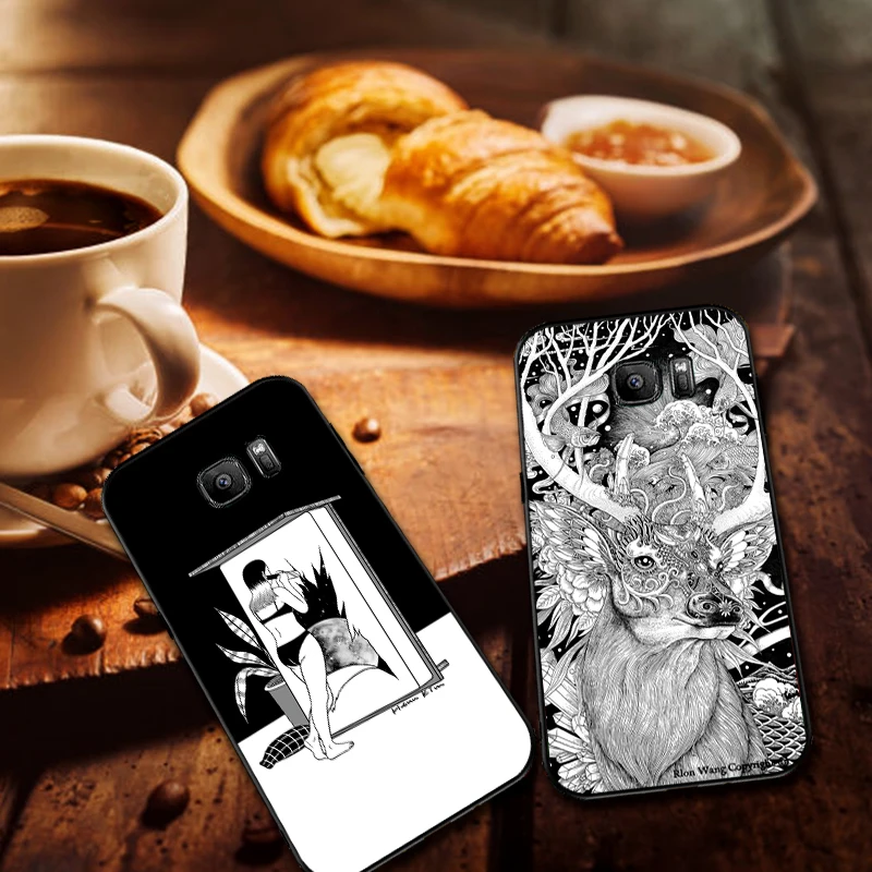 Черно белая для Samsung Note 8 девочек с космическим лепестком 9 M10 M20 M30 S6 S7 Edge S8 S9 S10 PLUS TPU