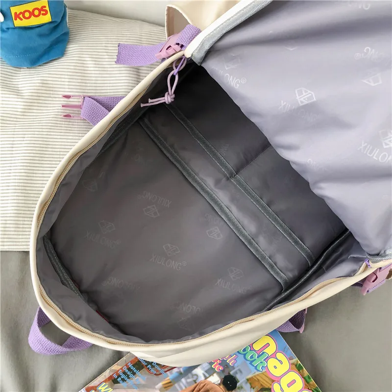 

Fashion College Student Ladies Harajuku School Bags Casual Badge Women Backpacks Waterproof Teenage Girl Travel Shoulder Bags