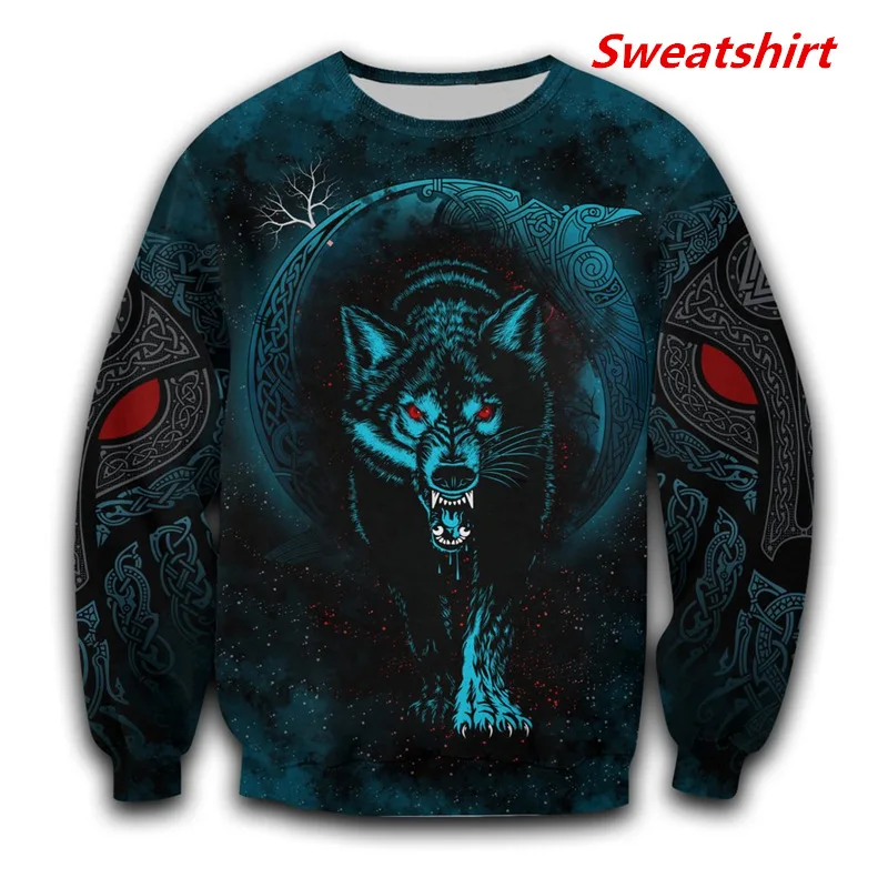 

Fashion Sweatshirt Beautiful Viking Moon Wolf Tattoo 3D Printed Unisex Deluxe zip Hoodie Autumn Harajuku Hoodie Casual Pullover