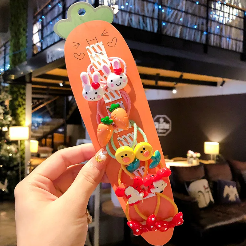 

10/20 Pcs/Set children Cute Cartoon fruit Flower Elastic Hair Bands Girls Lovely Scrunchies Rubber Bands Kids Hair Accessories