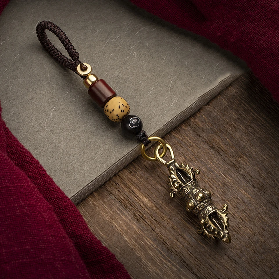

Шестигранный инструмент Vajra, брелок для автомобиля из чистой латуни, подвеска, аксессуары ручной работы, декоративный крючок для ключей выс...