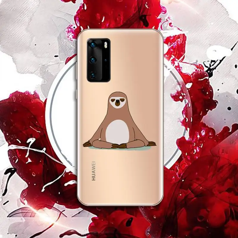 

Cartoon cute animal Yoga sloth Phone Case Transparent for Huawei P honor 8 10i 20 30 40 smart 2019
