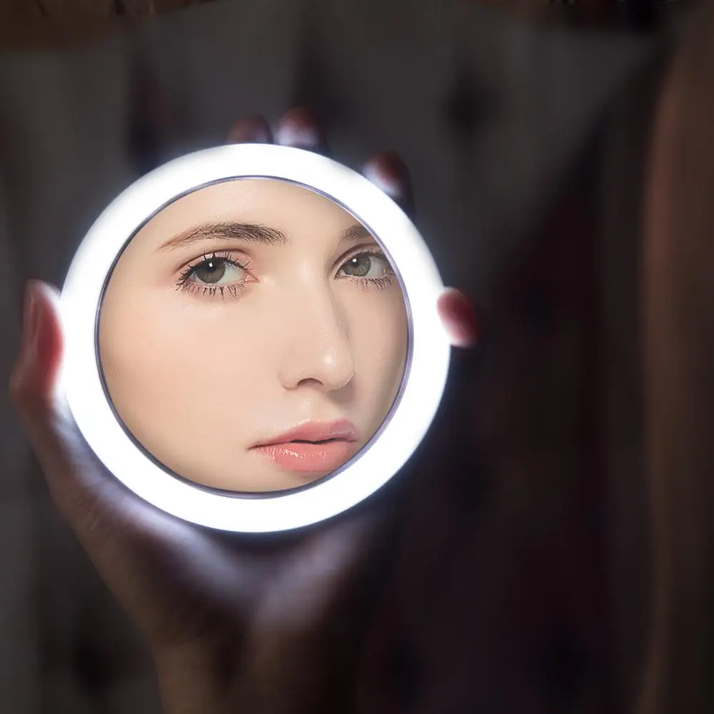 Многоразовое портативное зеркало для макияжа Профессиональное светодиодное