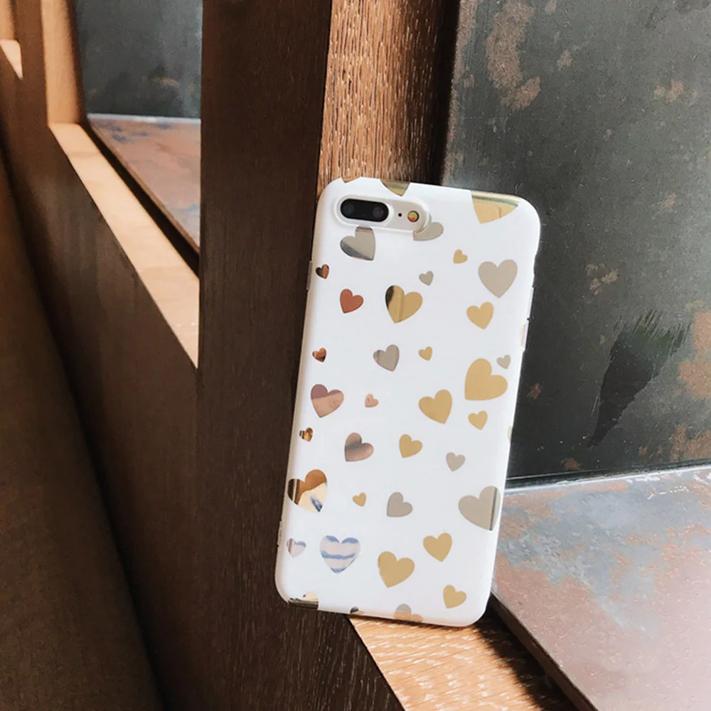 Шикарный мраморный чехол для телефона iPhone X XR XS Max зеркальный с сердечком 6S 7 8 Plus