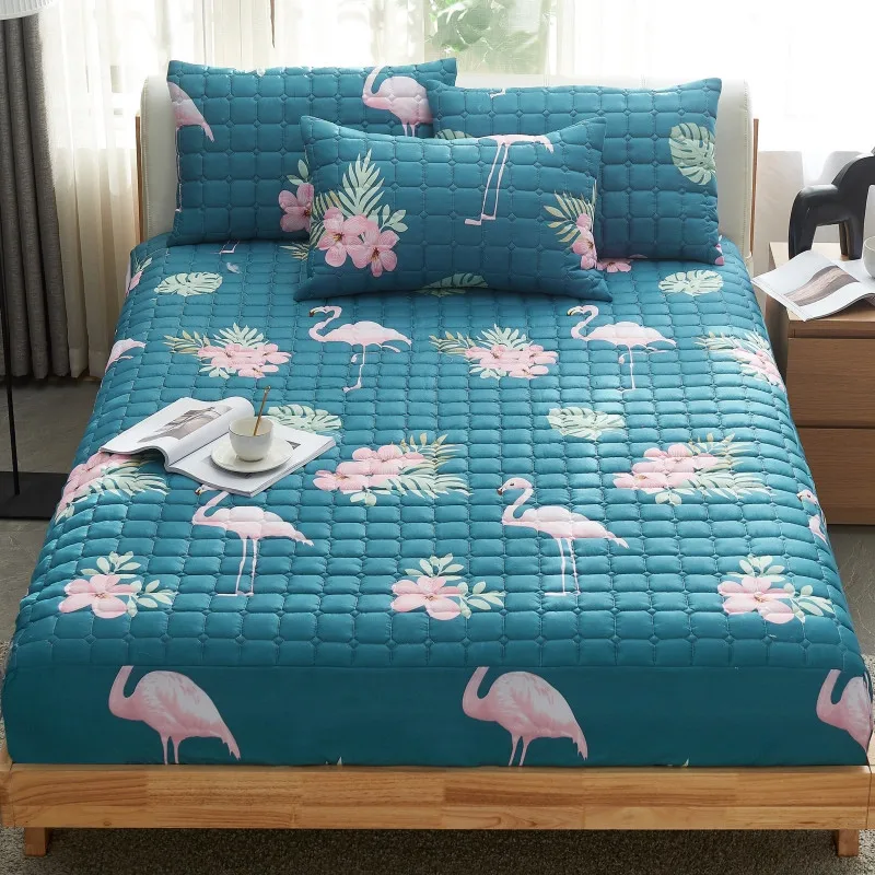 

Foreign Trade New Style Sanded Bedclothes Three-piece Quilted Pillowcase Full Surround Bed Skirt Bedspread Bedclothes