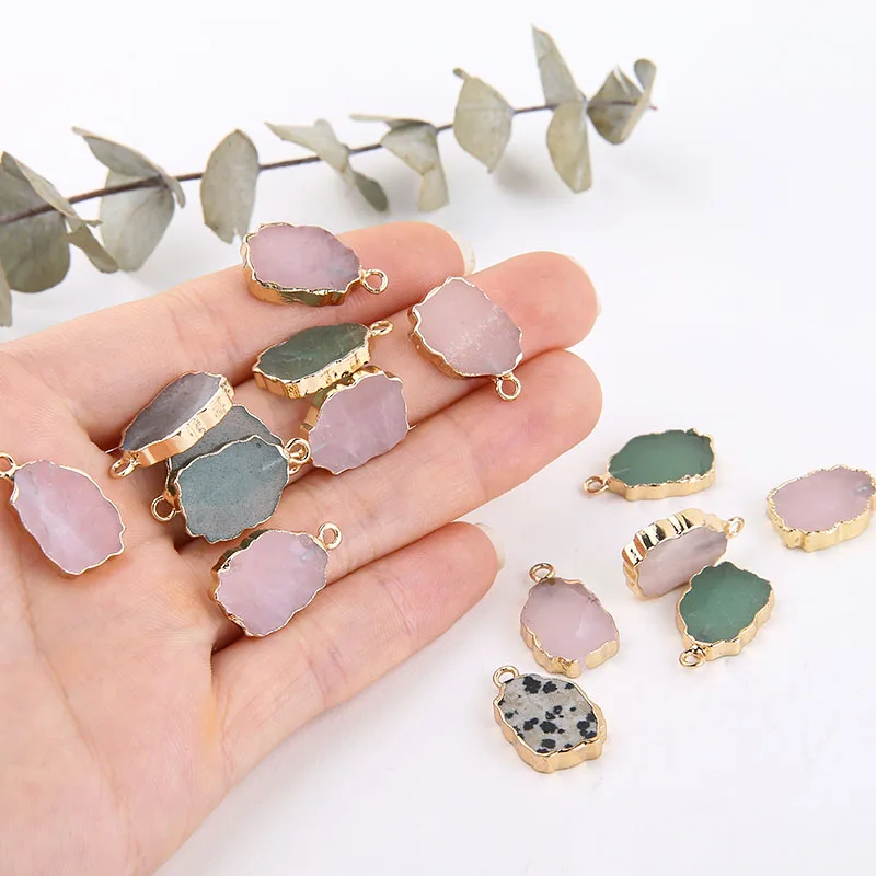 Новые Подвески из натурального камня нестандартные подвески с золотистыми